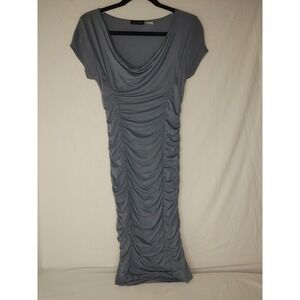 VENUE Grey Ruched Scoop Neck Dress, Sz‎ XS Comfort Knee Length Dress